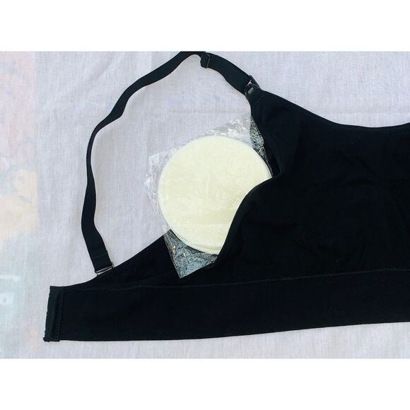 Lupantte Hands Free Pumping Black Bra Sz L With Pads Adjustable Cotton Blend NWT - Picture 5 of 12